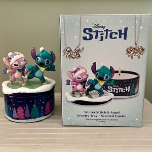 New Charmed Aroma Disney Stitch & Angel Scented Candle with Mystery Necklace